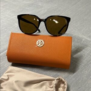 Tory Burch Brown Sunglasses with Orange Case NEW TY7106